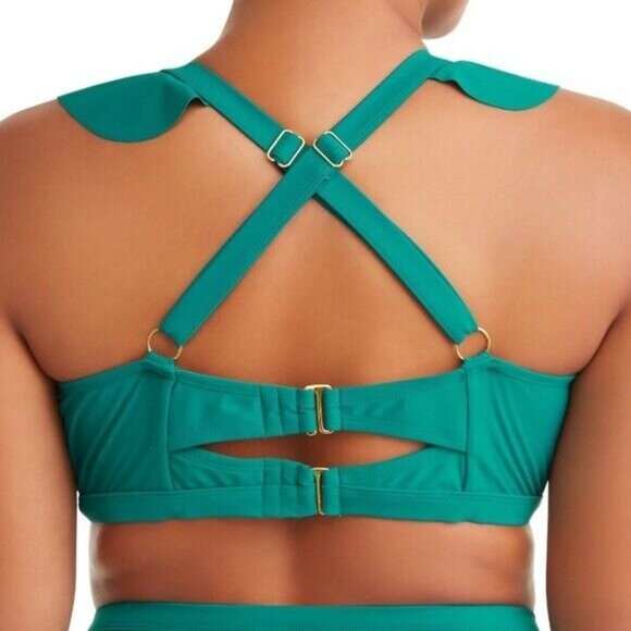 Terra & Sky Ruffle Bikini Top 14W Cabo Blue - Picture 3 of 4